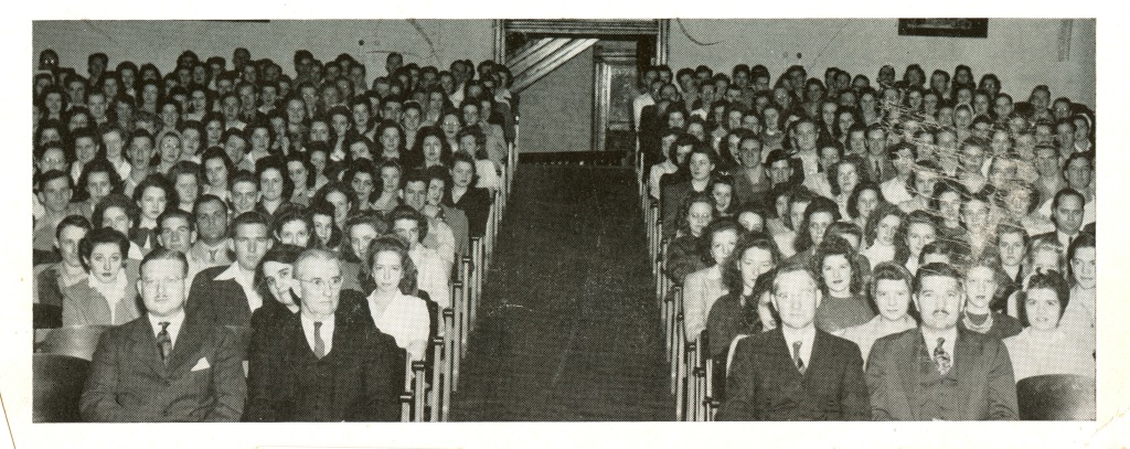 Photo of students in chapel in Godden Hall.