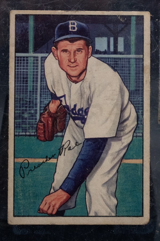 Signed Preacher Roe baseball card.