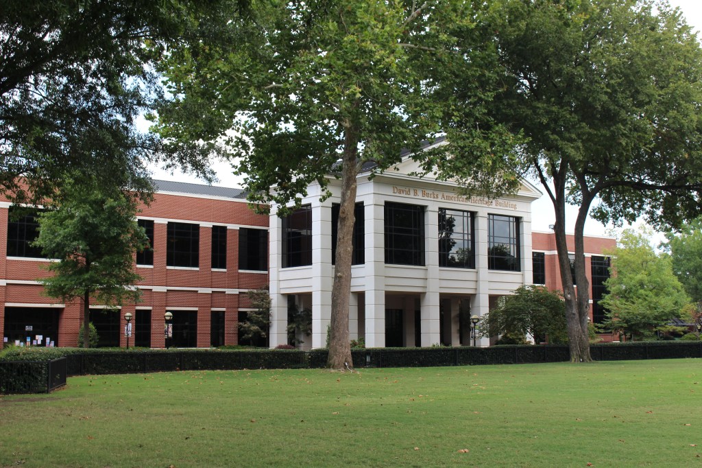 Photo of the David B. Burks American Heritage Building in 2021.